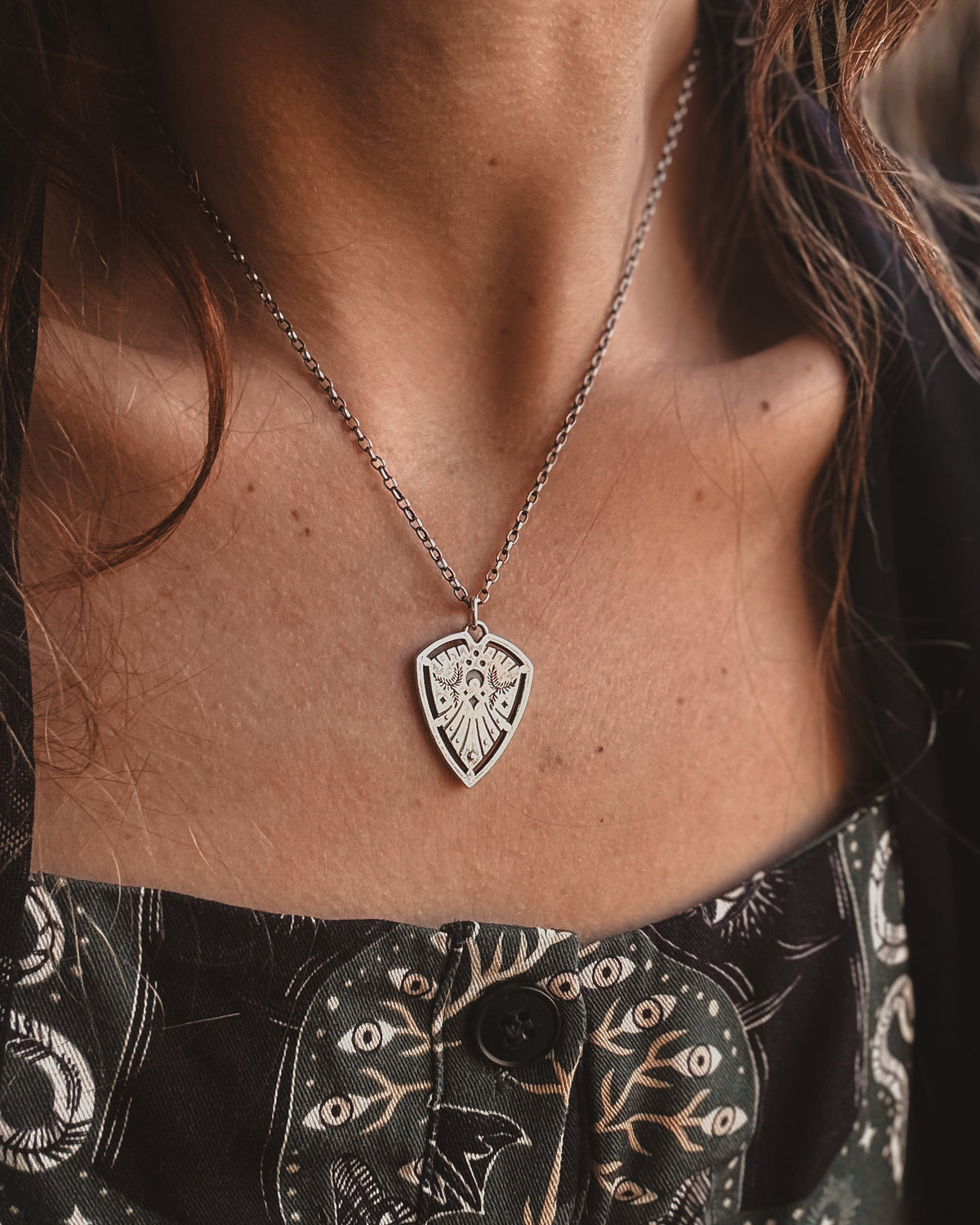 Fern Plant Magick Shield Necklace by Acid Queen Jewelry