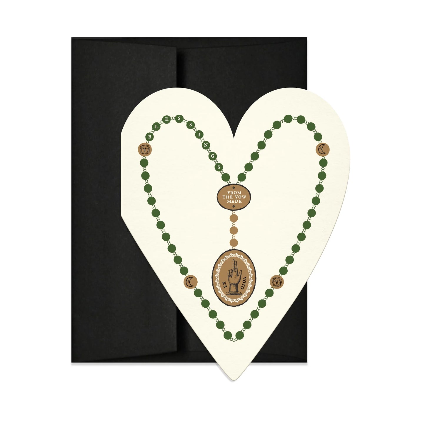 Green Rosary Heart Greeting Card by Open Sea