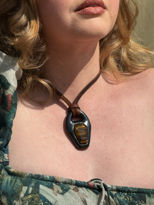 Tiger's Eye Coffin Necklace by Become Spellbound