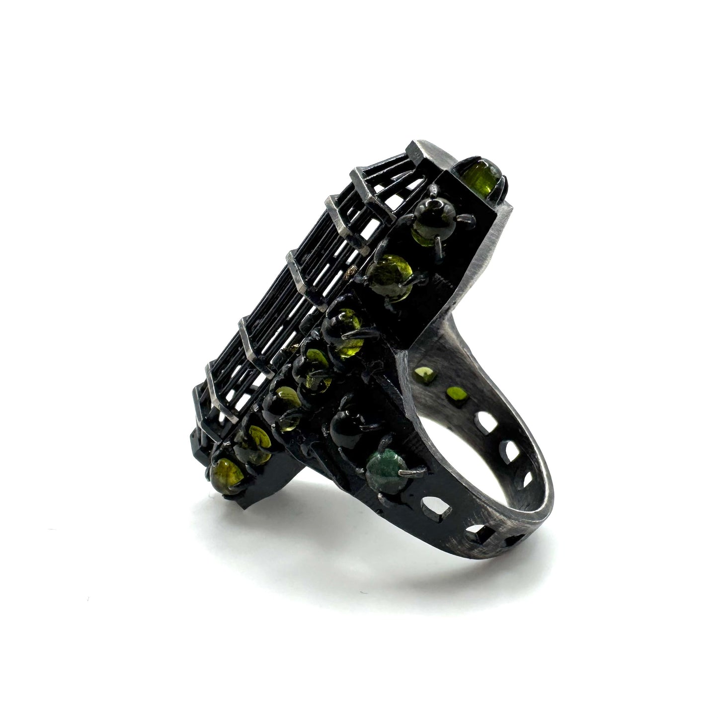 Gibbet Coffin Ring in Sterling Silver and Tourmaline by Julian the 2nd