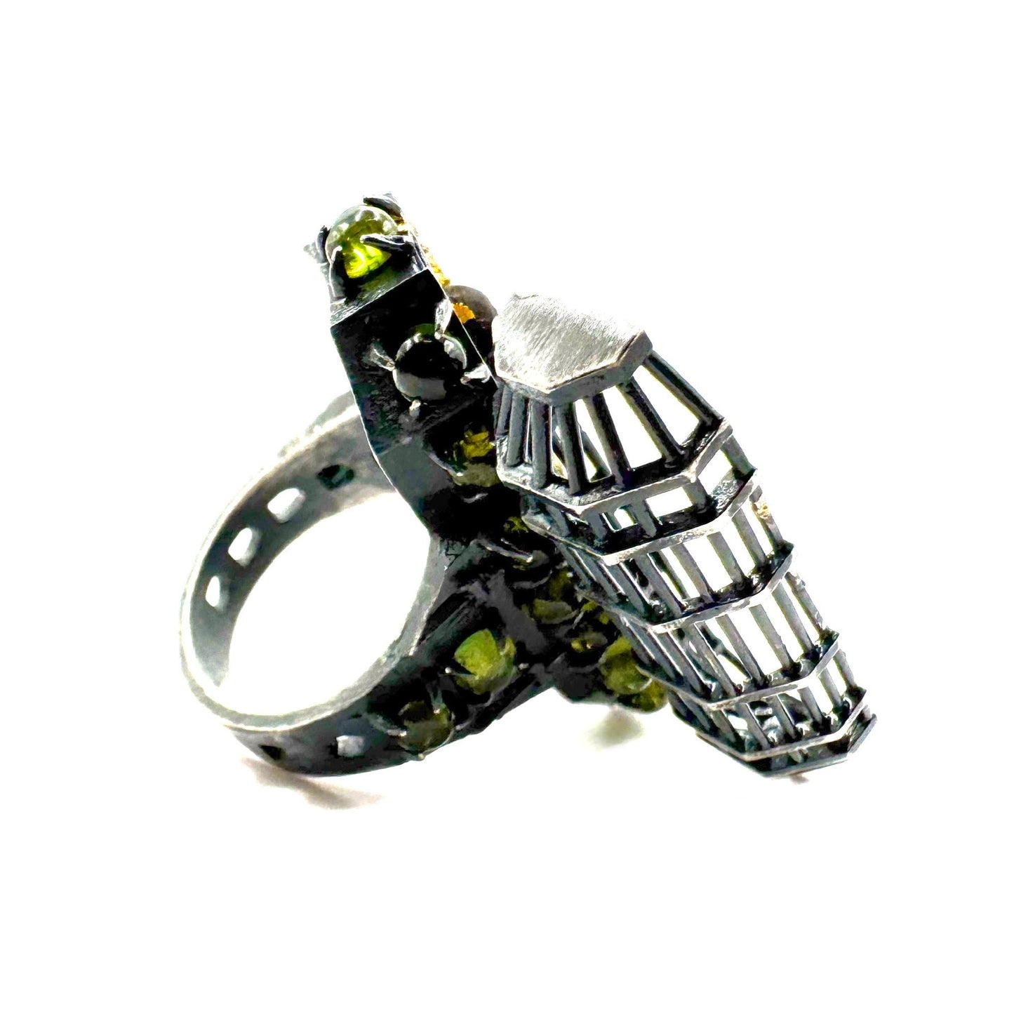 Gibbet Coffin Ring in Sterling Silver and Tourmaline by Julian the 2nd