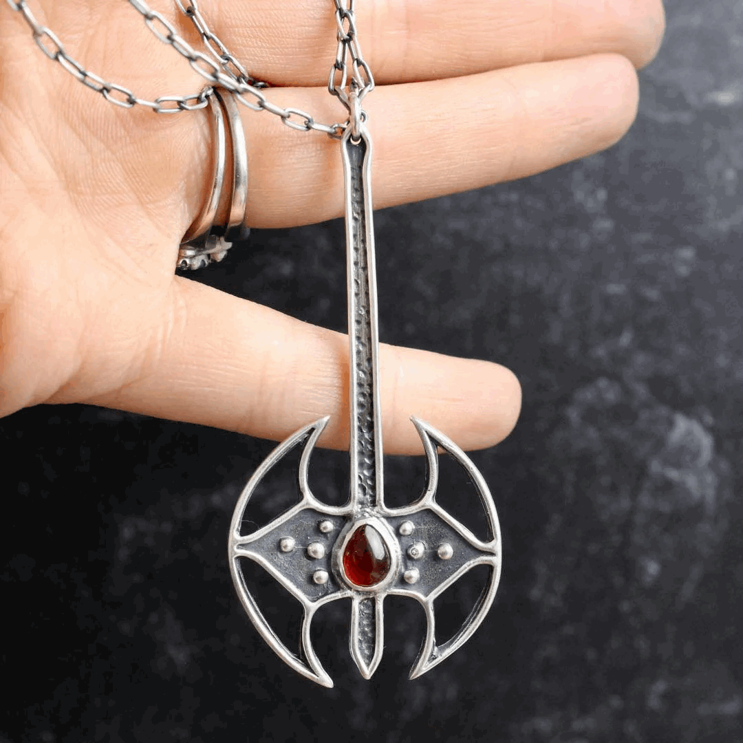 Battle Axe Necklace // Carnelian