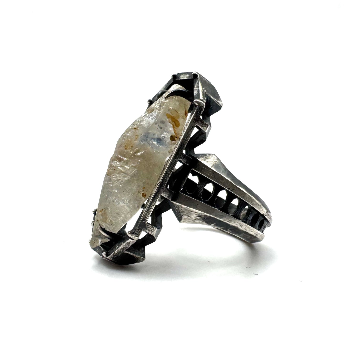 Ancient Origins Raw White Sapphire Ring in Sterling Silver by Julian the 2nd