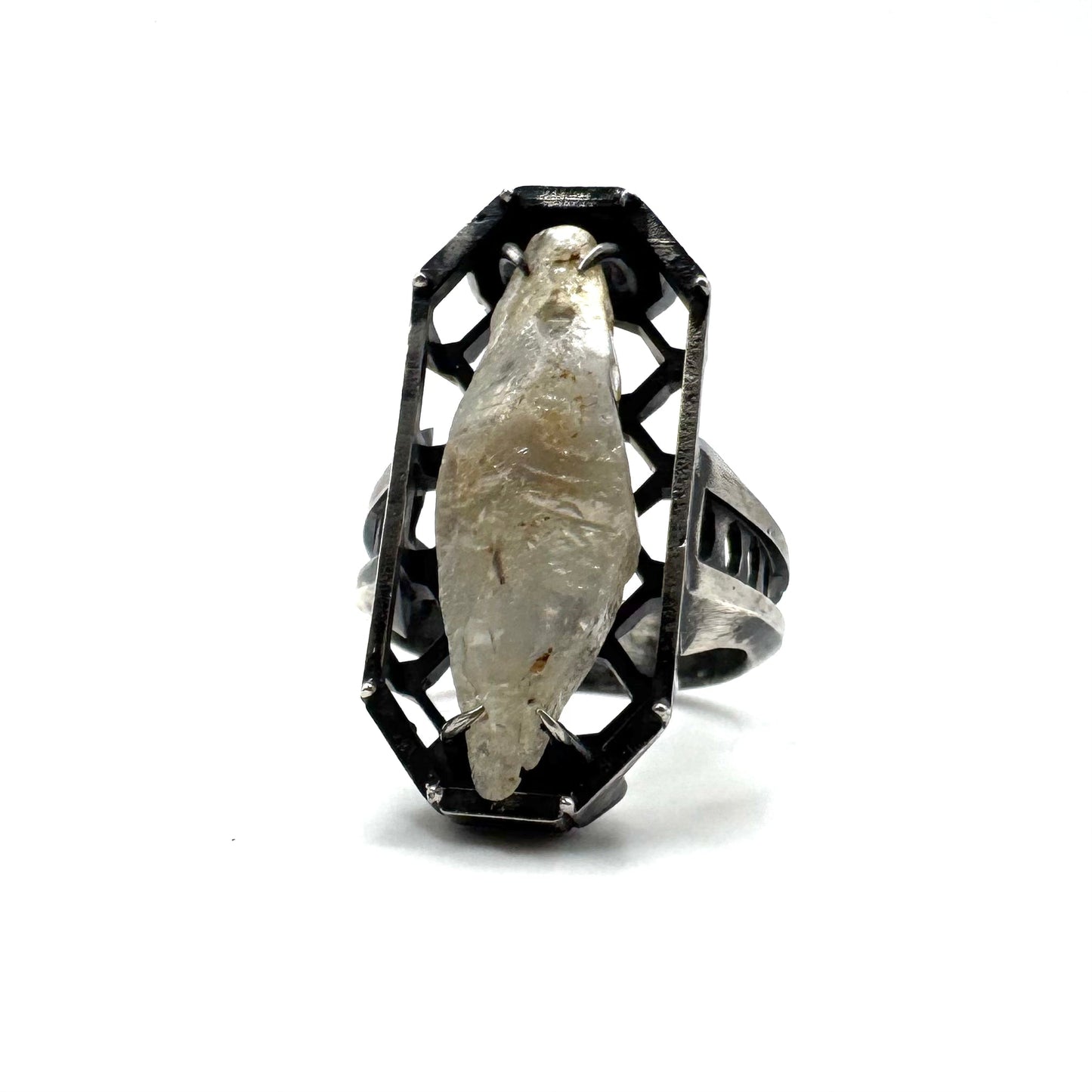 Ancient Origins Raw White Sapphire Ring in Sterling Silver by Julian the 2nd