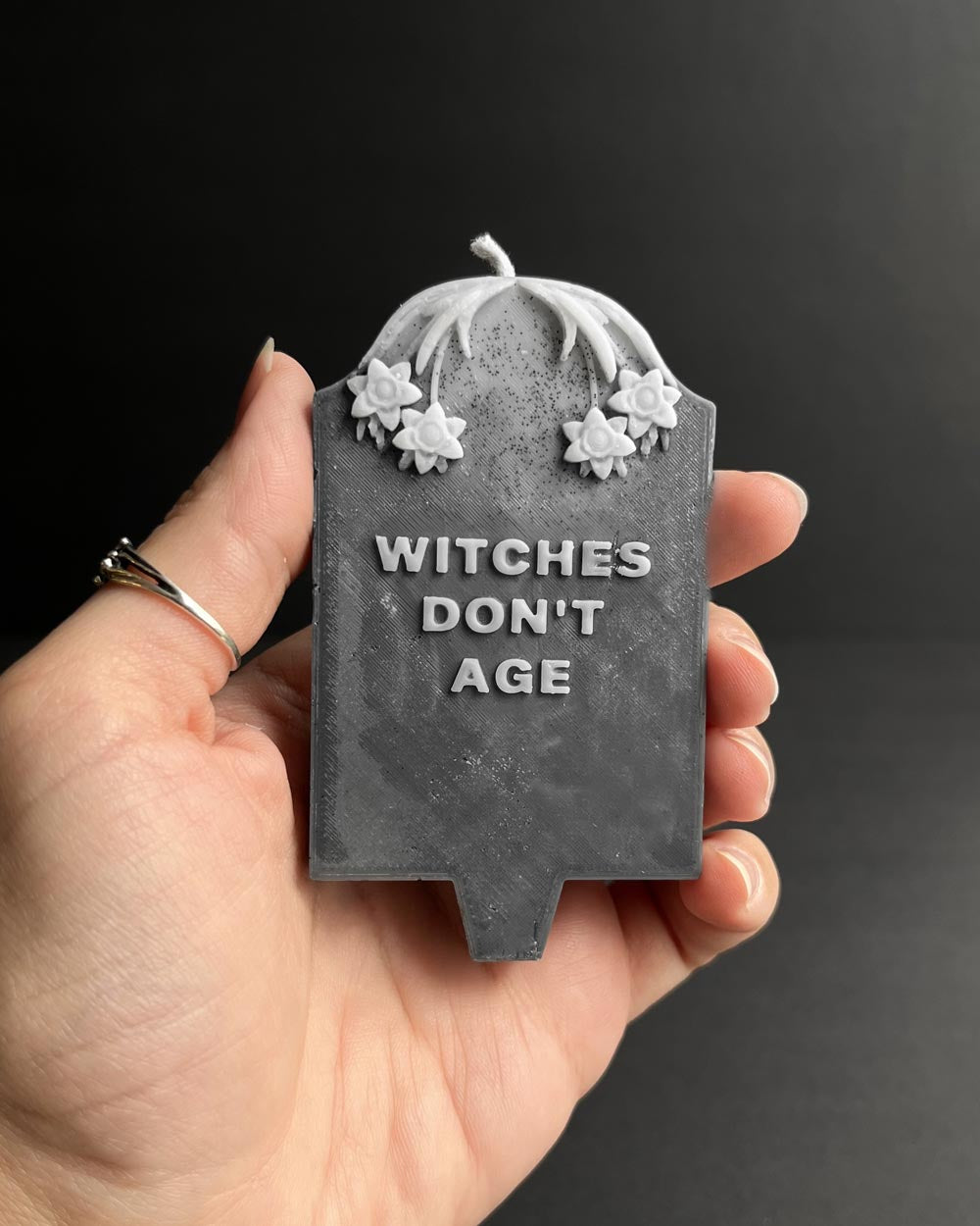 Witches Don't Age Tombstone Candle by Graveyard Wanders