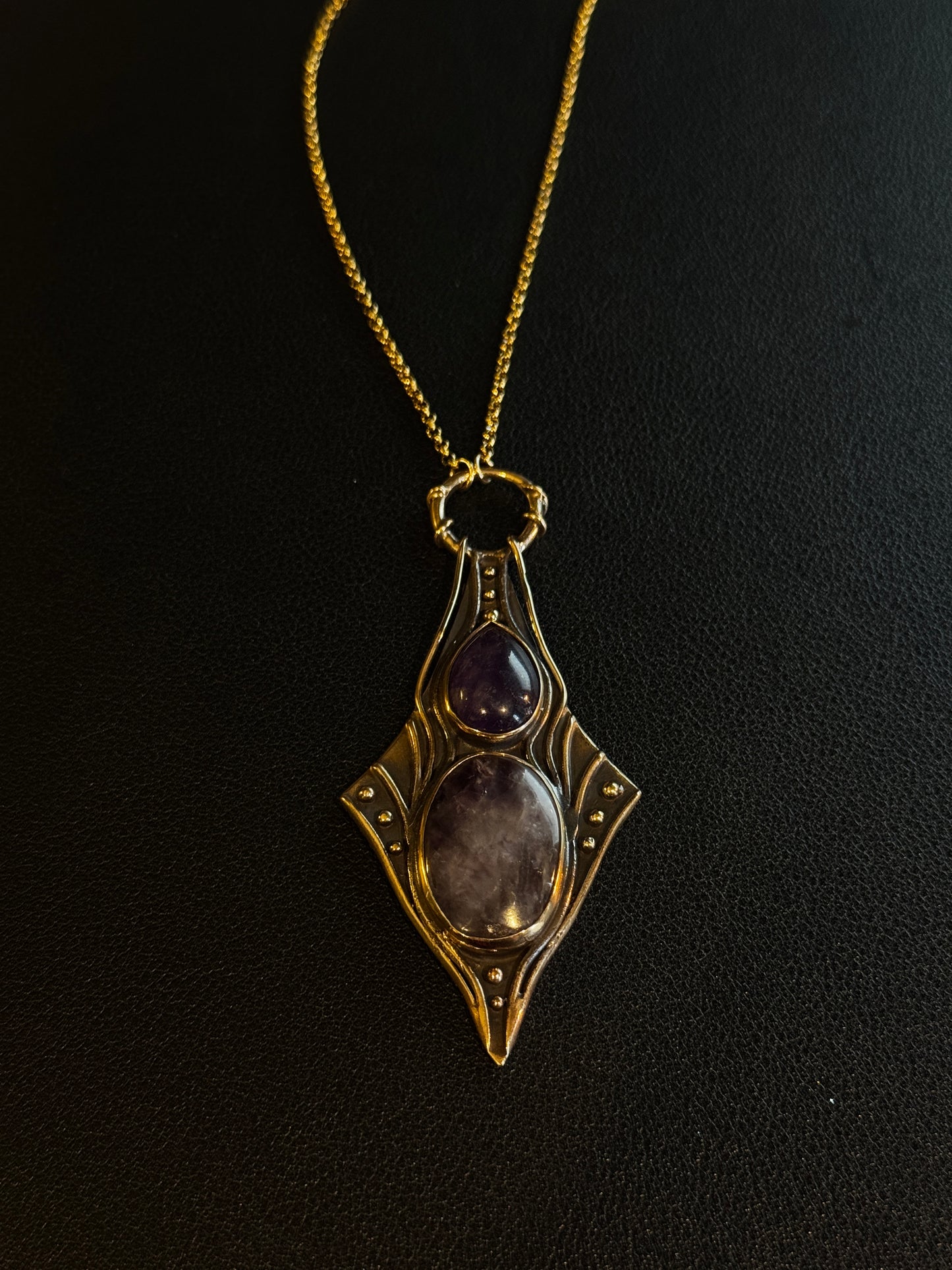 Nimue Necklace OOAK Amethyst + Amethyst Bronze