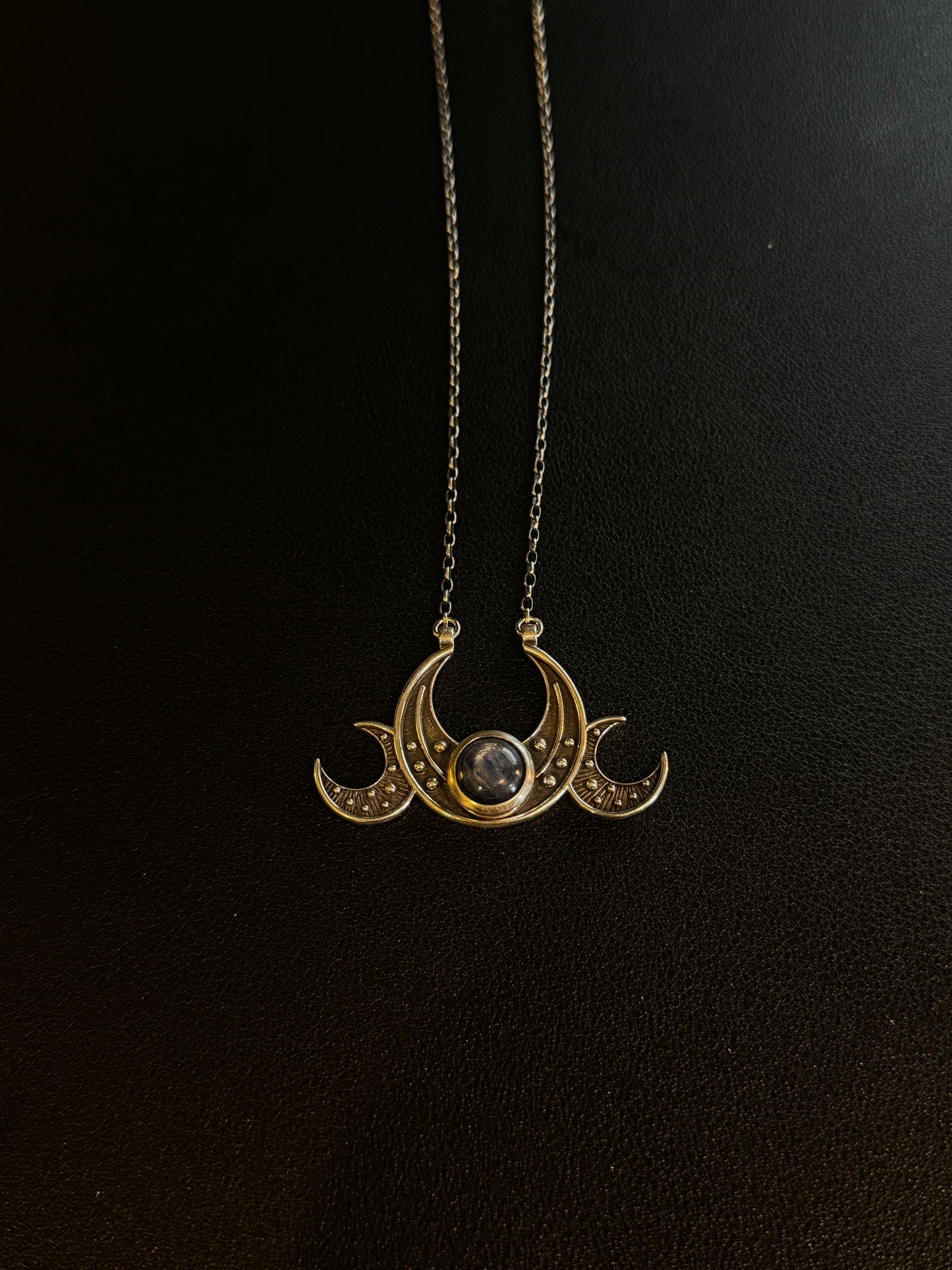 Triple Moon Goddess Necklace // Kyanite