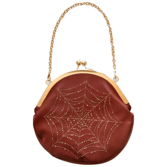 Spiderweb Convertible Clasp Handbag in Cognac