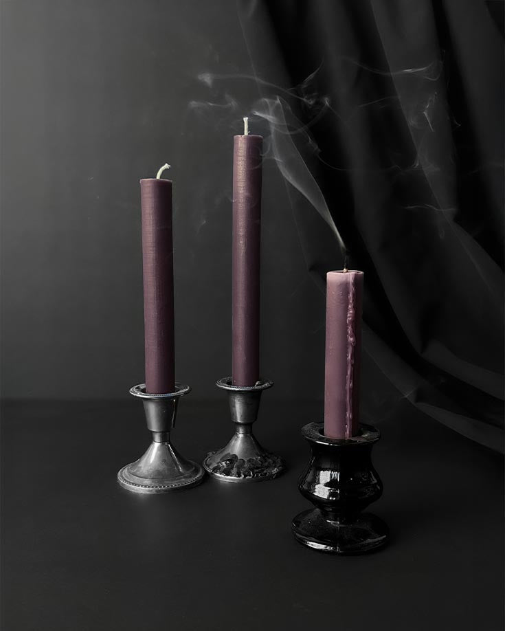 Moody Mauve Beeswax Taper Candles ~ Graveyard Wanders