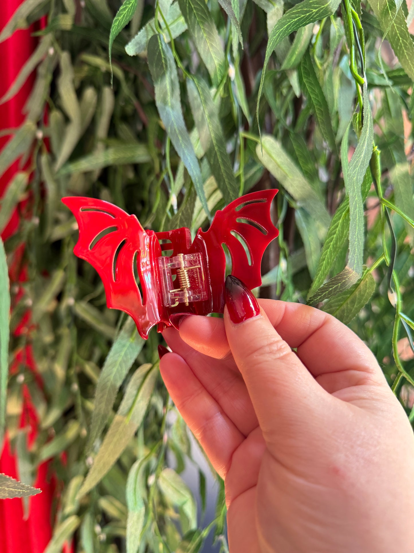 Red Bat Wings Hair Clip
