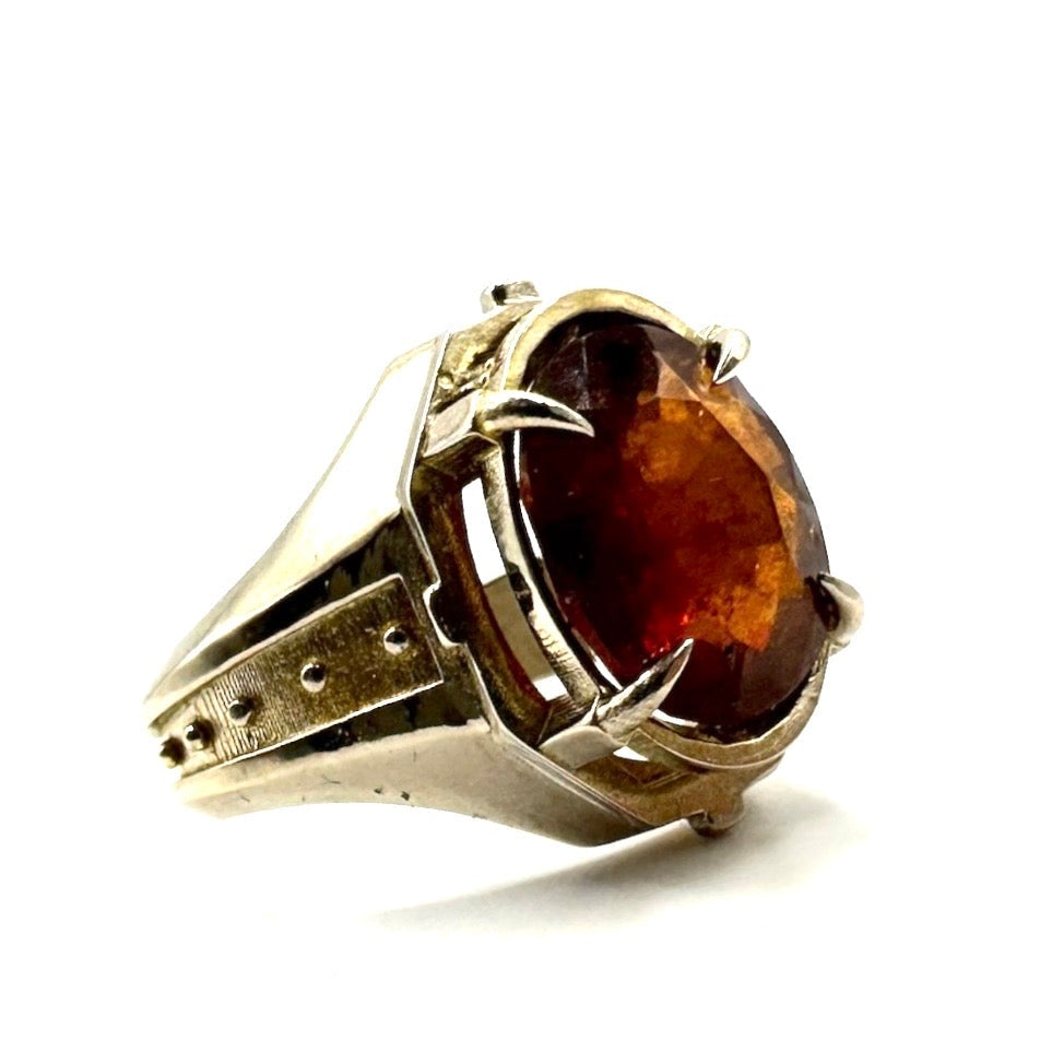 Citadel Ring With Hessonite Garnet in White Bronze by Julian the 2nd
