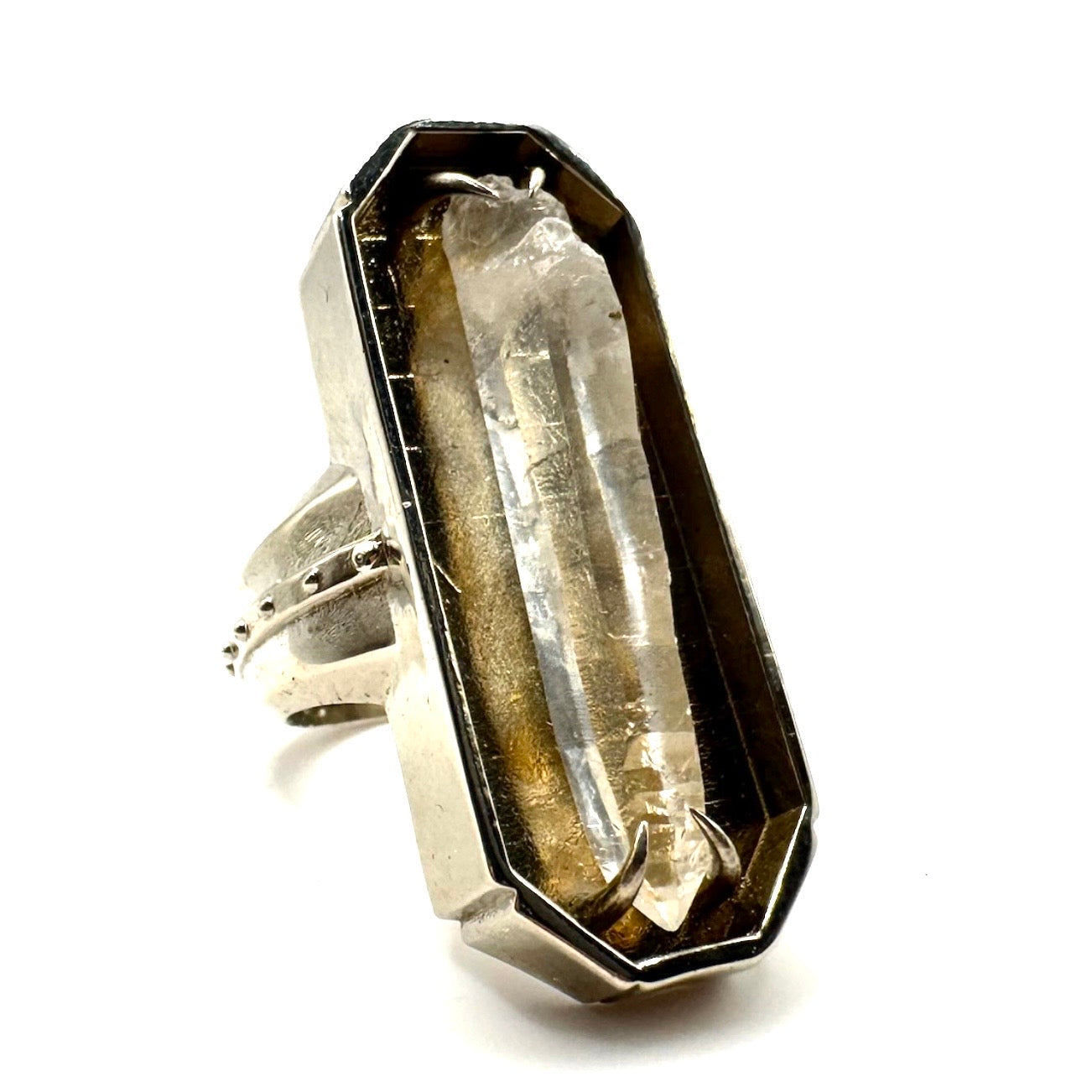 Citadel Ring With Clear Quartz in White Bronze by Julian the 2nd