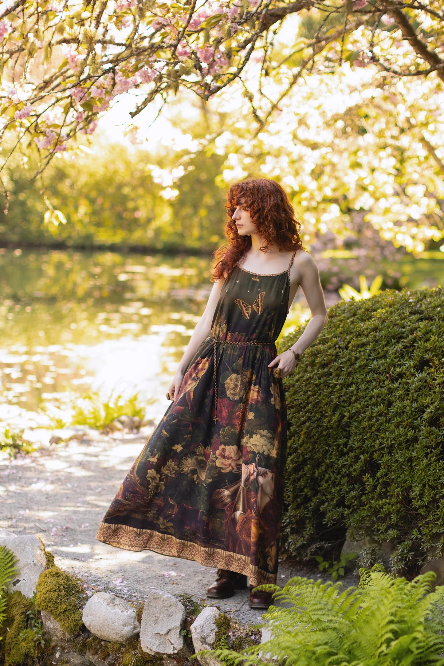 The Messenger Maxi Slip Dress w/ Joan of Arc & Florals