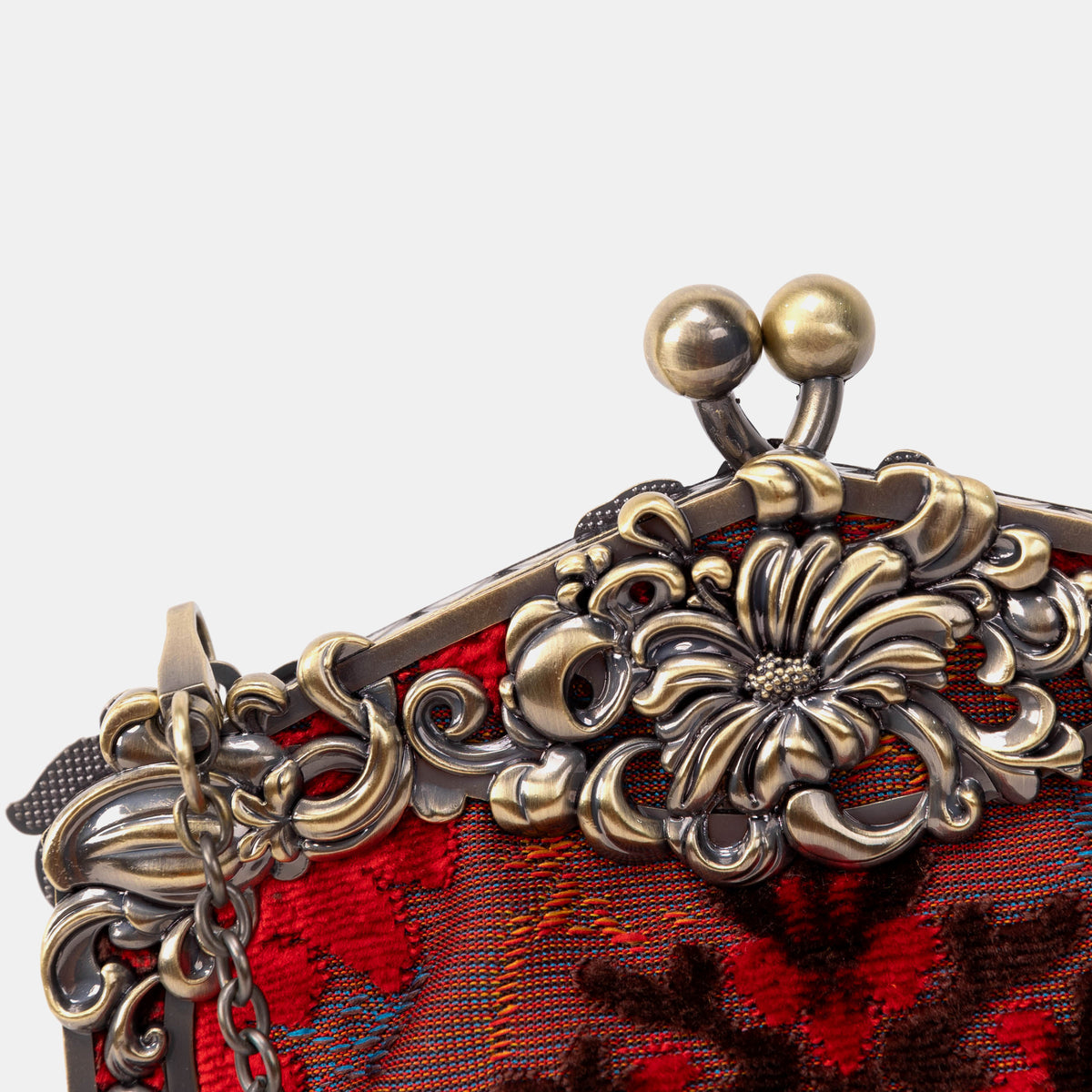 Burnout Velvet Scarlet Chatelaine Purse Large
