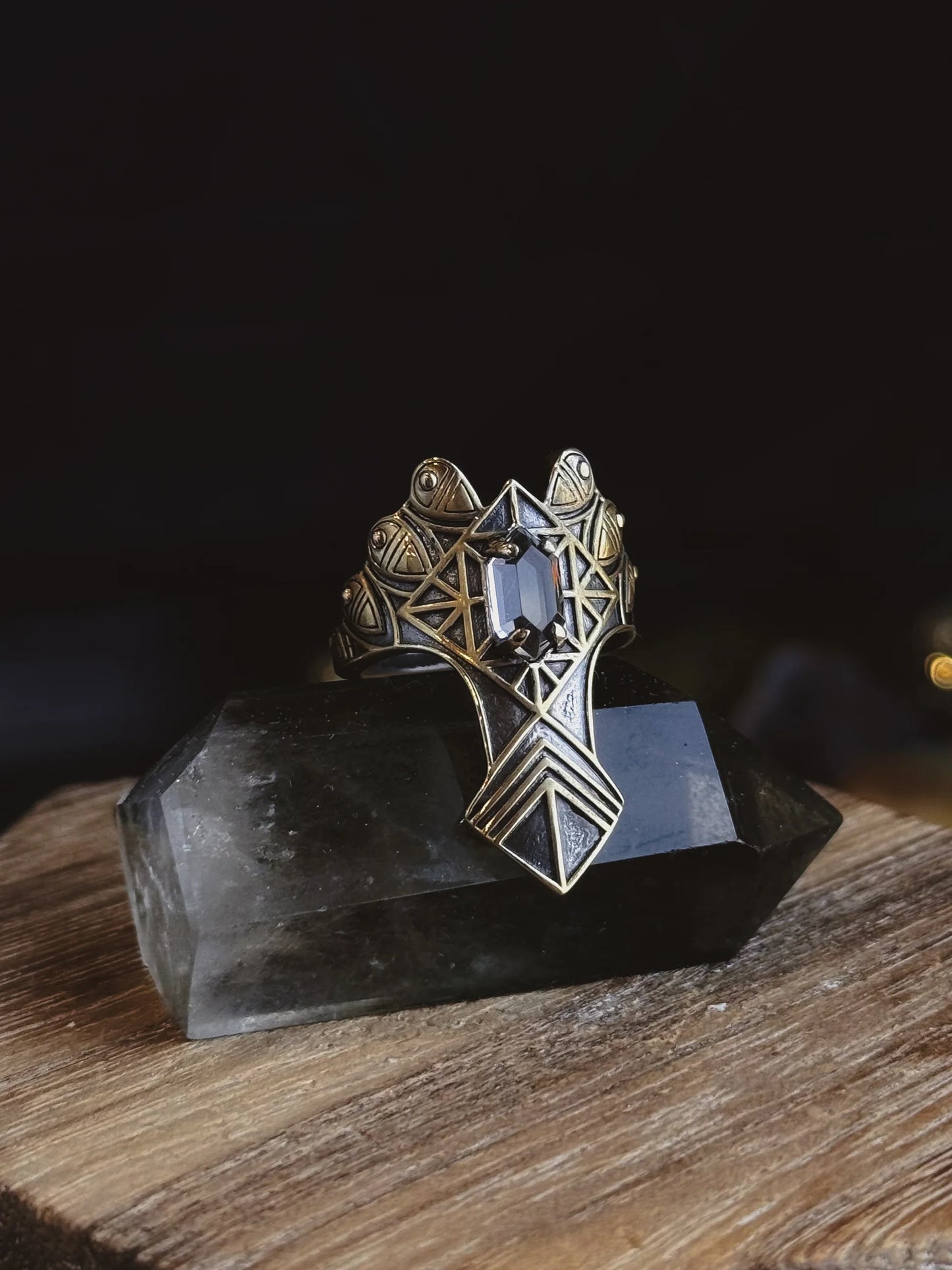 Armored Stargate Ring- Quartz & Brass