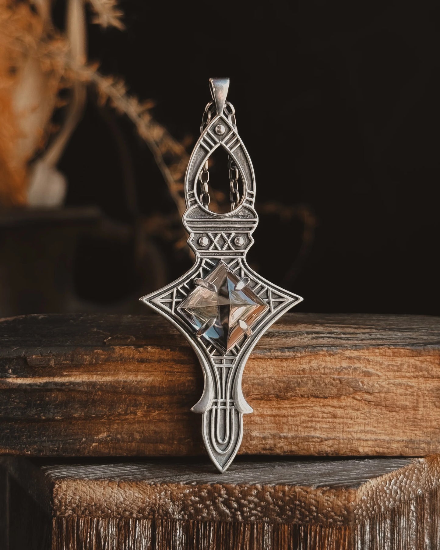 Armored Portal Necklace - Quartz Pyramid