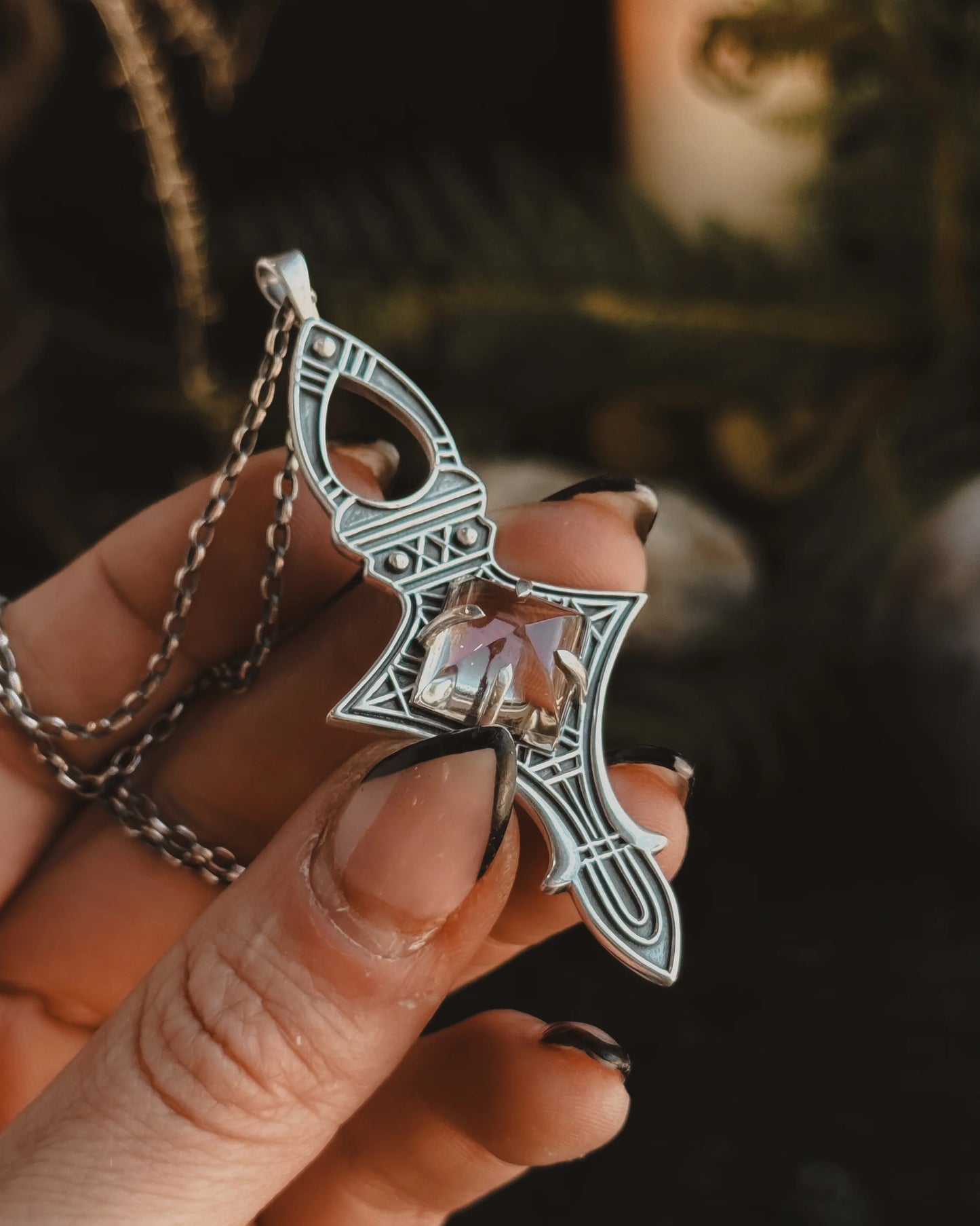 Armored Portal Necklace - Quartz Pyramid