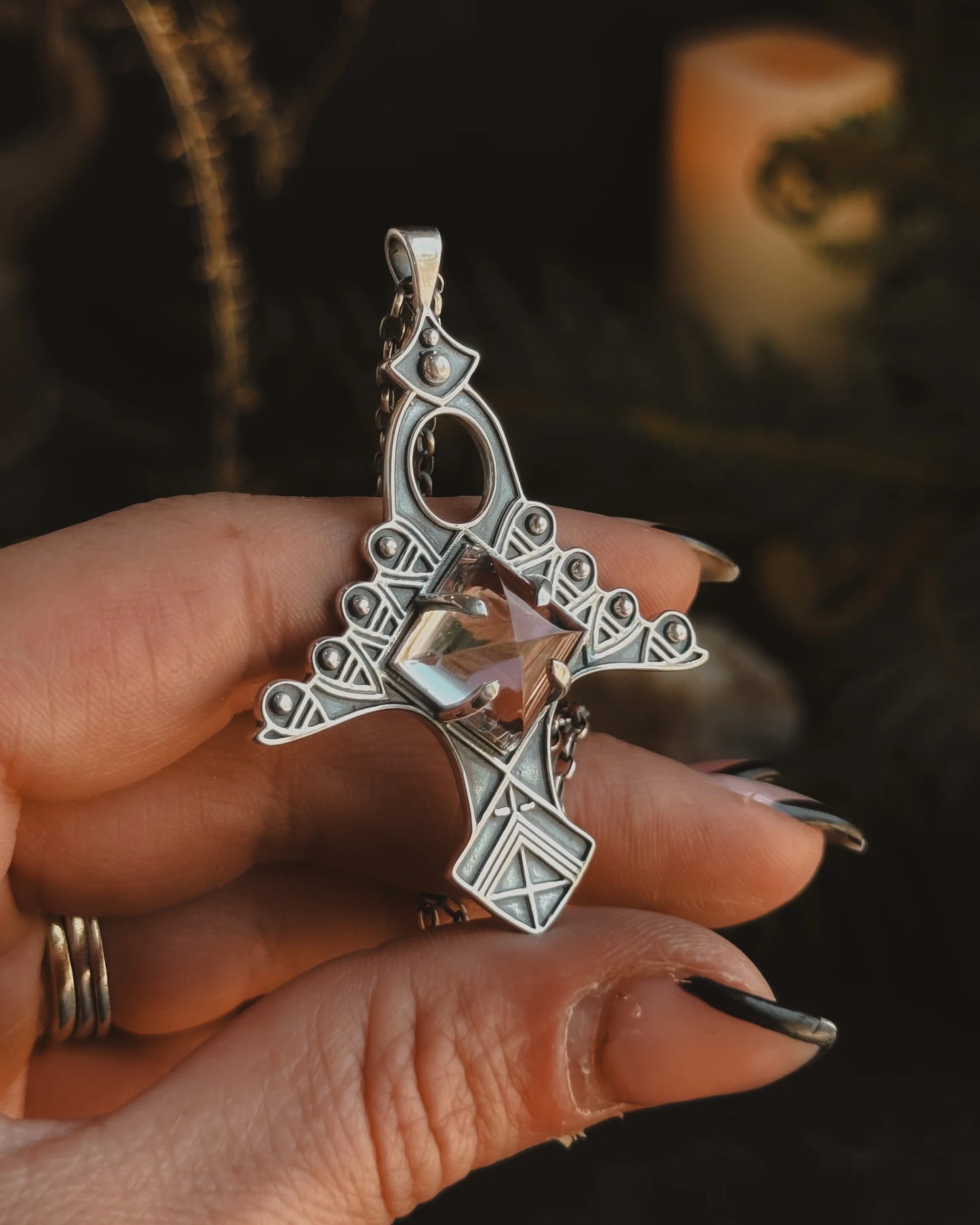 Armored Stargate Necklace - Quartz Pyramid