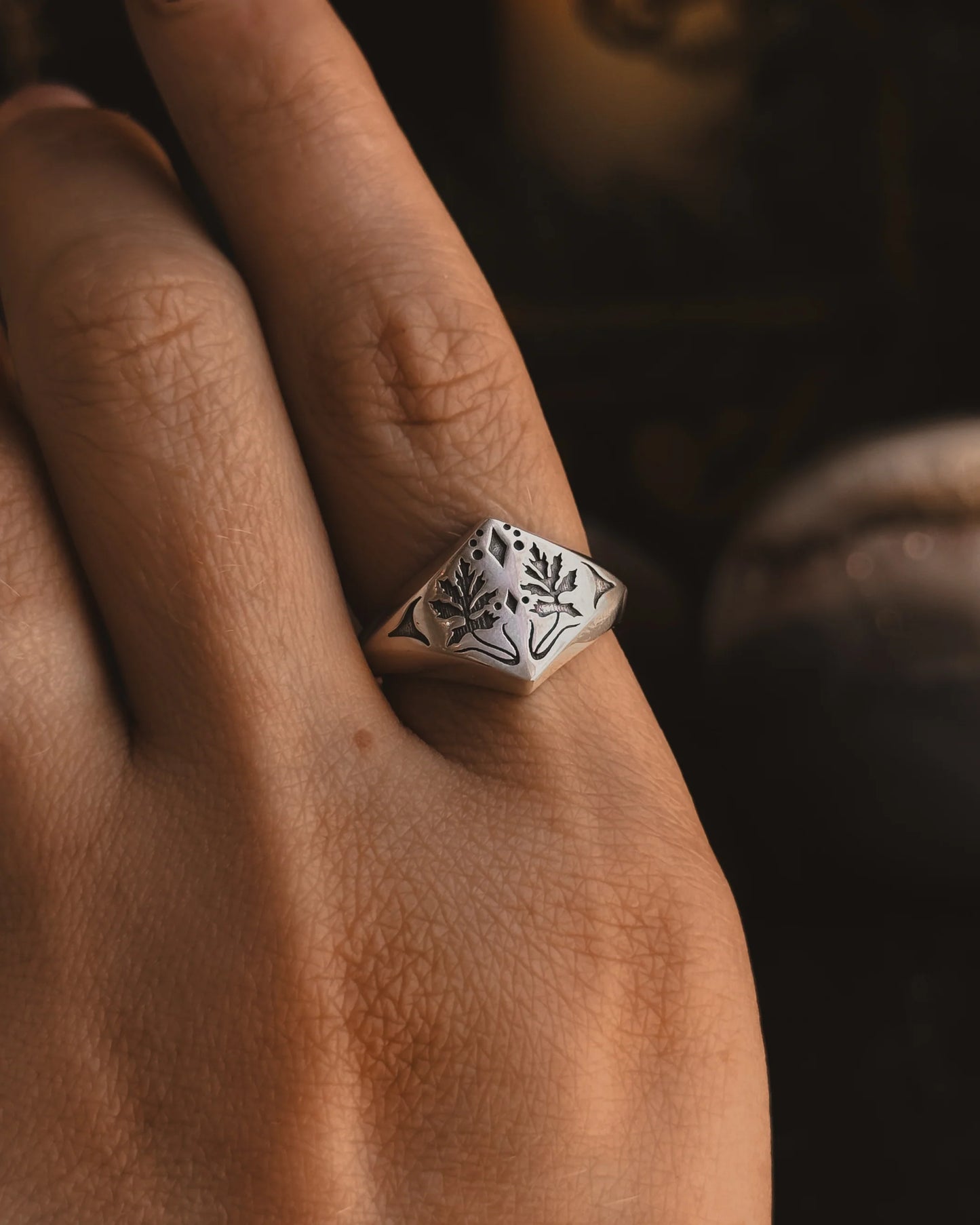 Mugwort Plant Magick Signet Ring