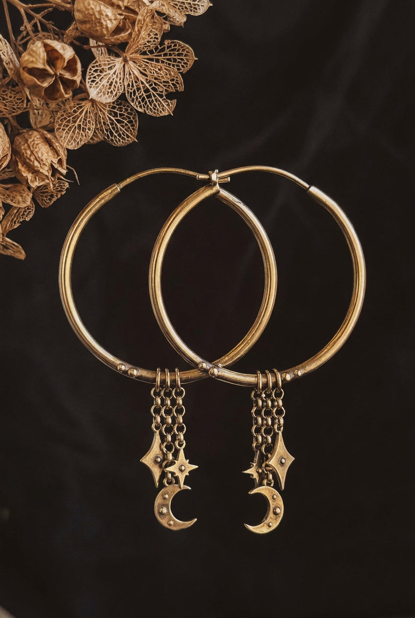 Selene Hoop Earrings | Brass