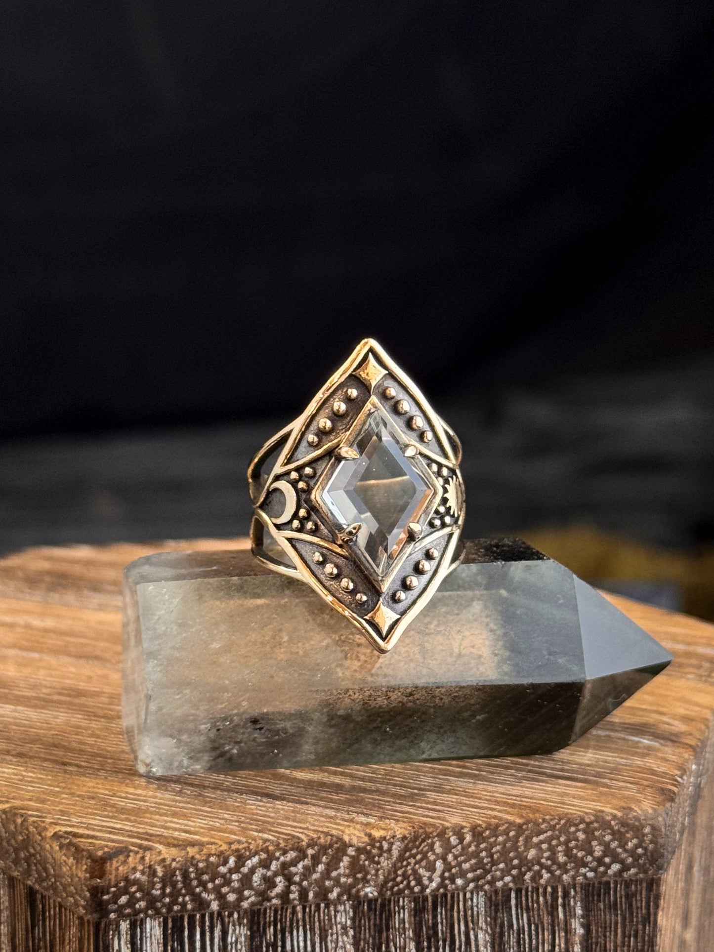 Brass Nuit Ring Quartz by Acid Queen