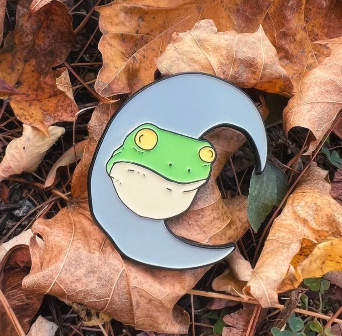Moon Frog Enamel Pin by Bill Crisafi