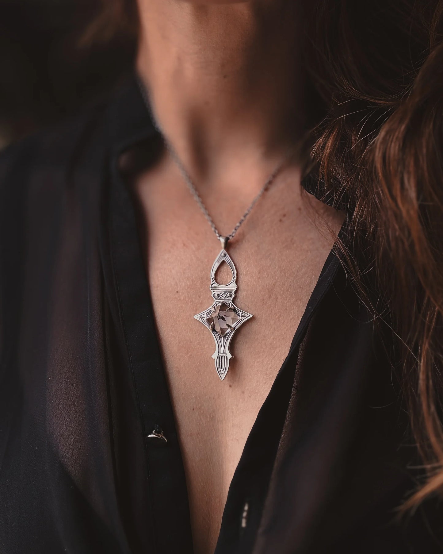 Armored Portal Necklace - Quartz Pyramid