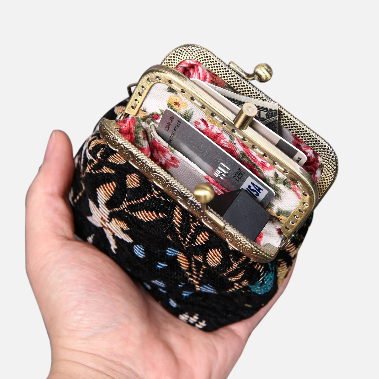 Night Garden Double Kiss Clasp Coin Purse