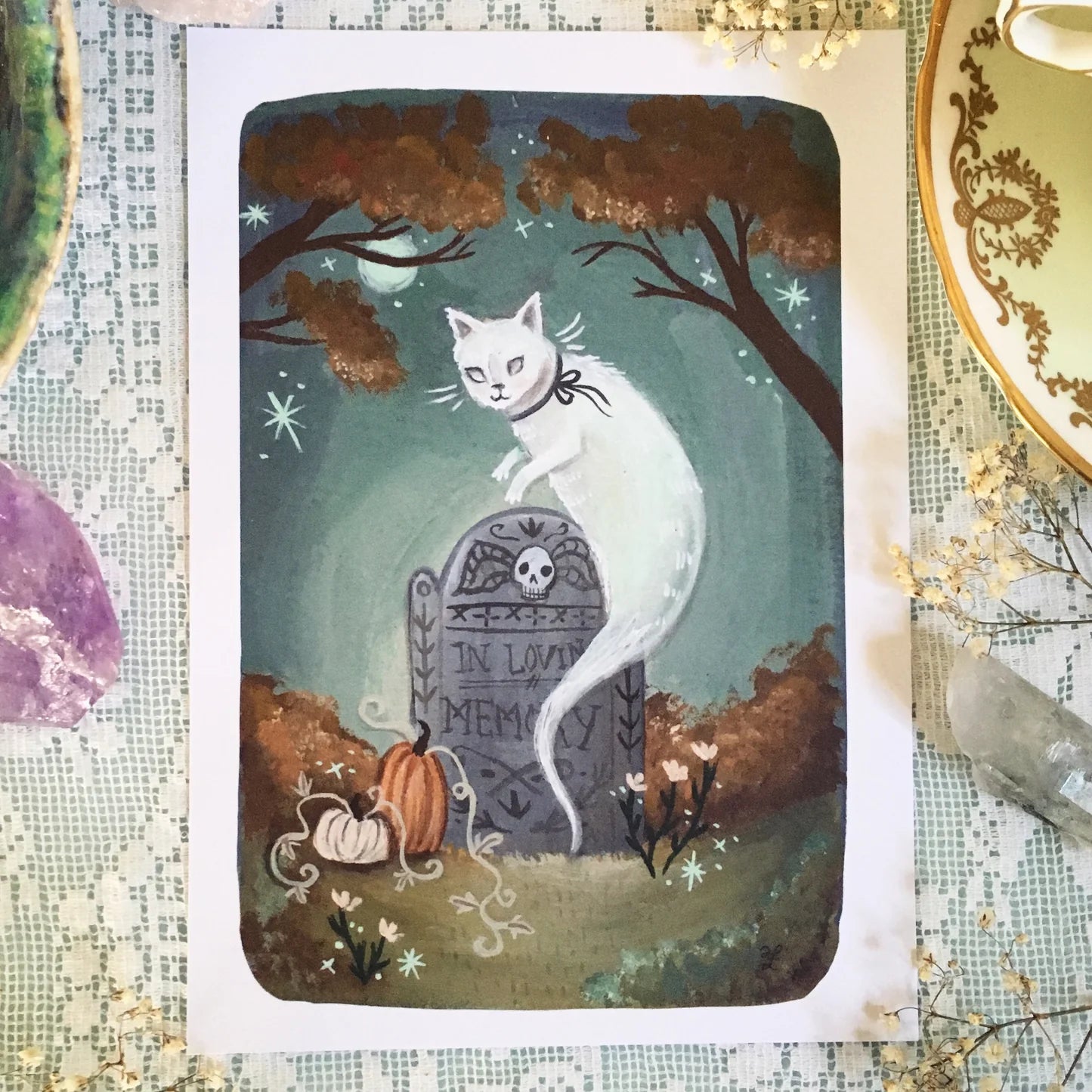 Ghost Cat 5x7 Art Print by Olivia Faust