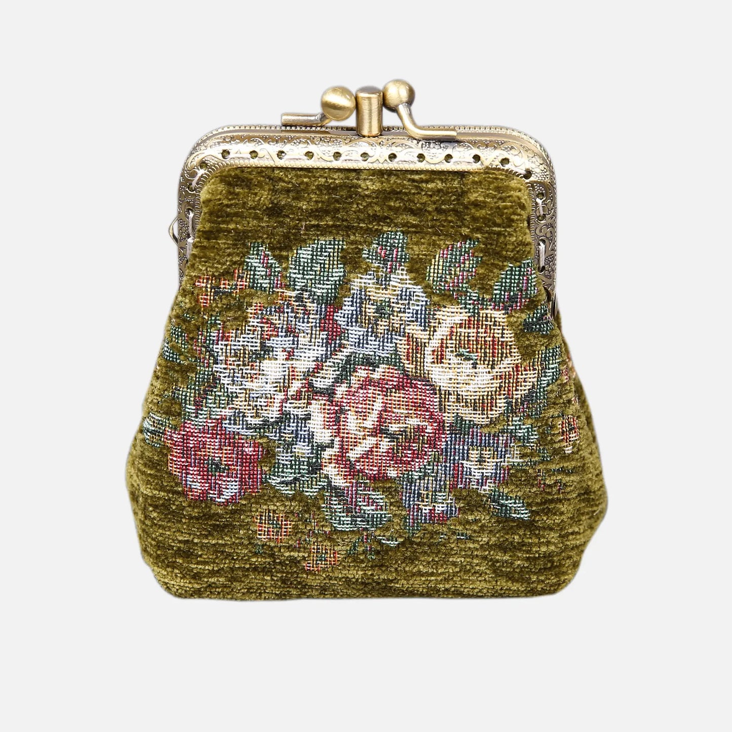 Rose Series Avocado Double Kiss Clasp Coin Purse