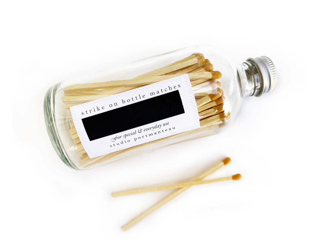 Nocturne Safety Matches with Striker on Glass Bottle (Various Colors)