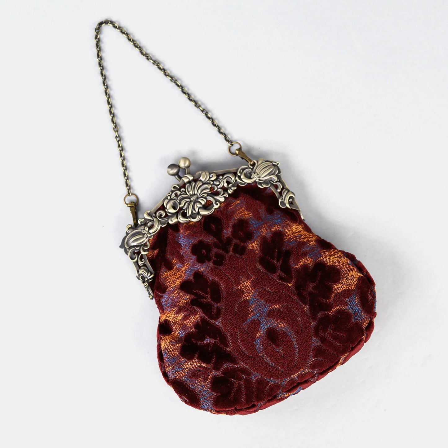 Burnout Velvet Wine Chatelaine Purse Large