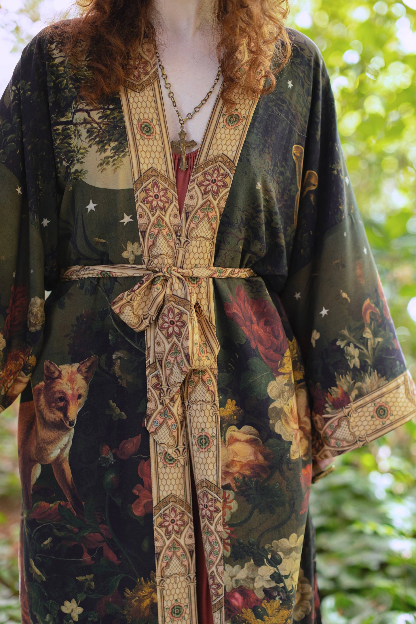 The Messenger Opera Duster Robe w/ Joan of Arc & Florals
