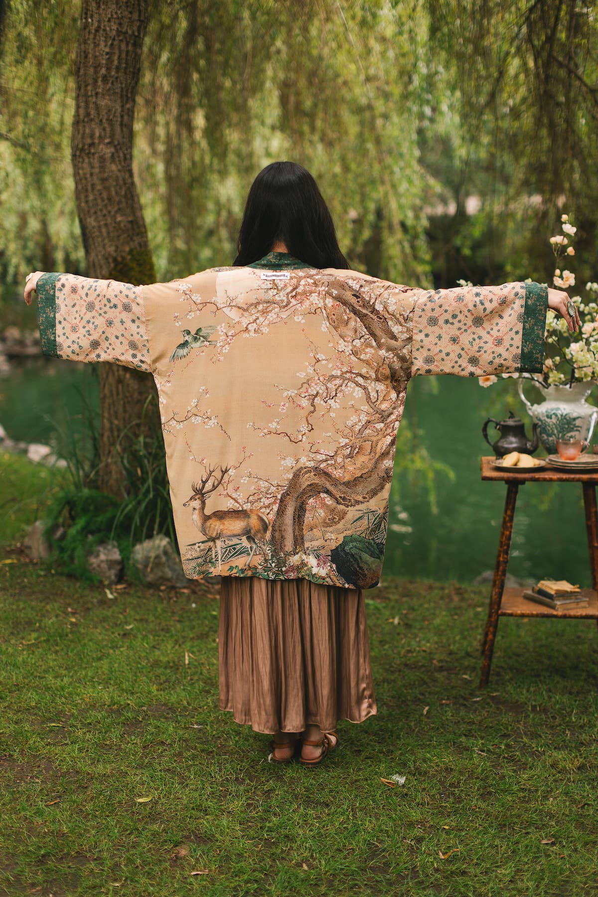 Fable Matinée Duster Kimono w/ Deer and Moon