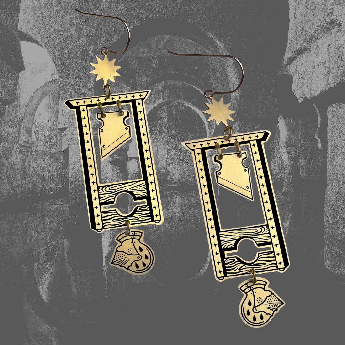The Guillotine Earrings by While Odin Sleeps