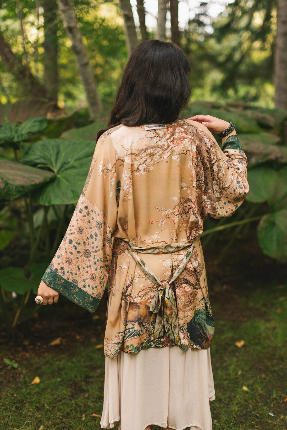 Fable Matinée Duster Kimono w/ Deer and Moon