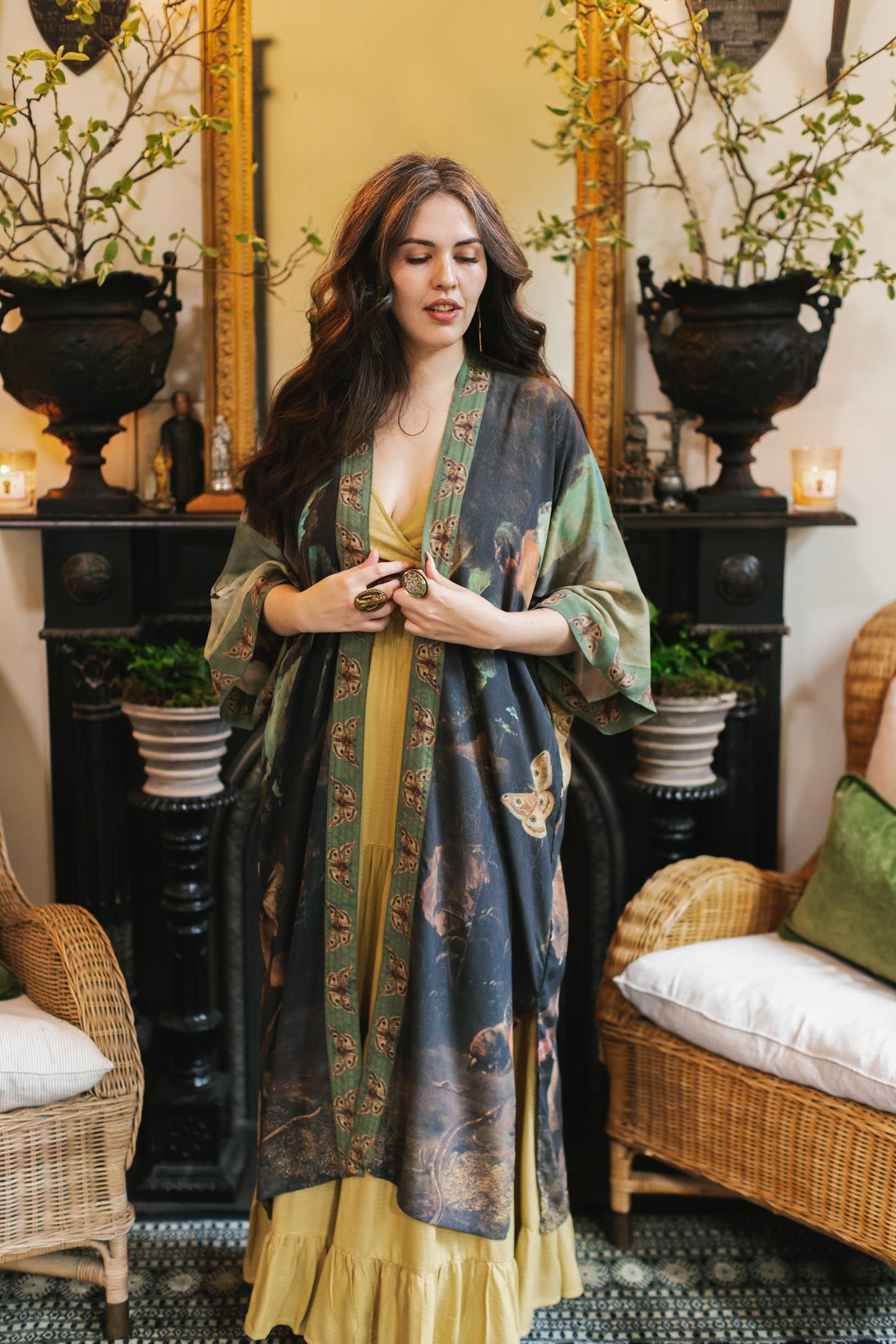 Heartwork Duster Kimono Robe w/ Butterflies