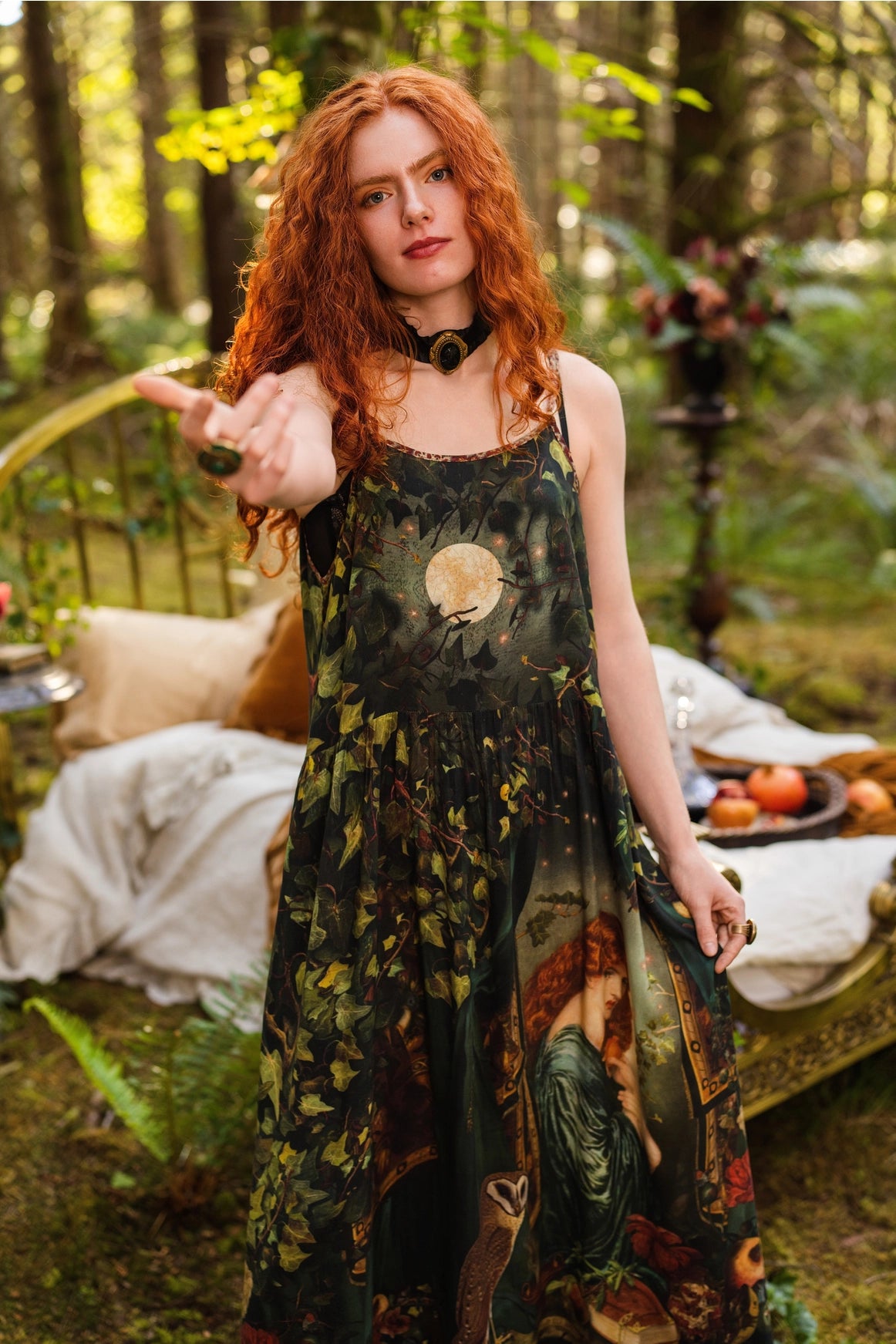 Solstice Bohéme Long Maxi Slip Dress w/ Persephone and Moon