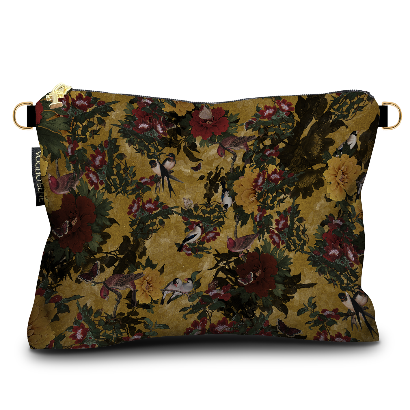 Large Birds Velvet Pouch by Voglio Bene