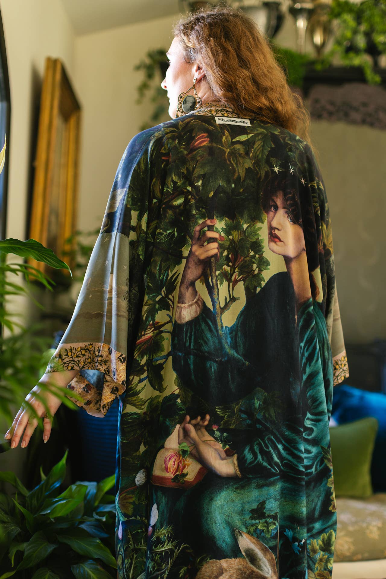 Bella Notte Kimono Robe w/ Rabbit and Moon