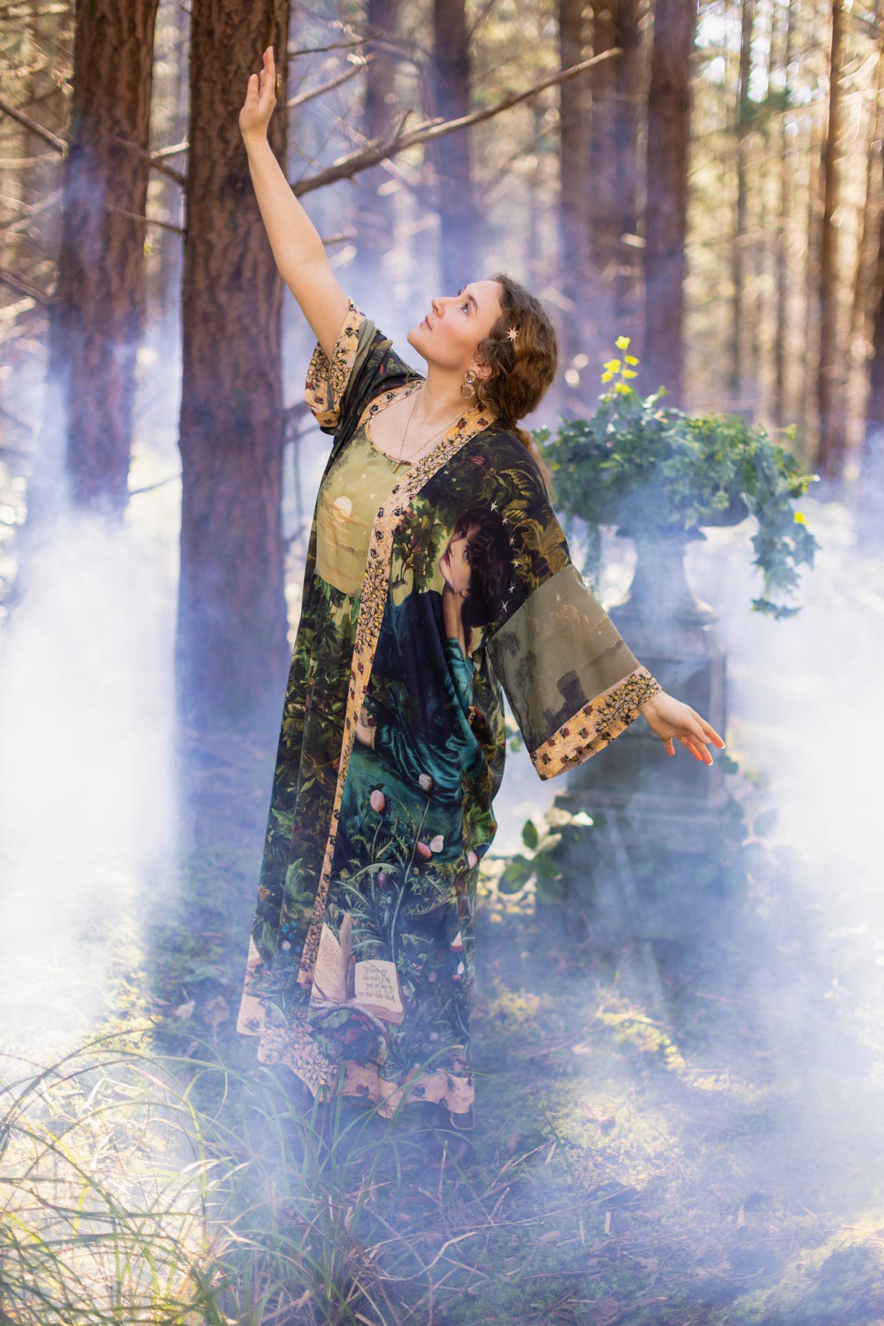 Bella Notte Kimono Robe w/ Rabbit and Moon