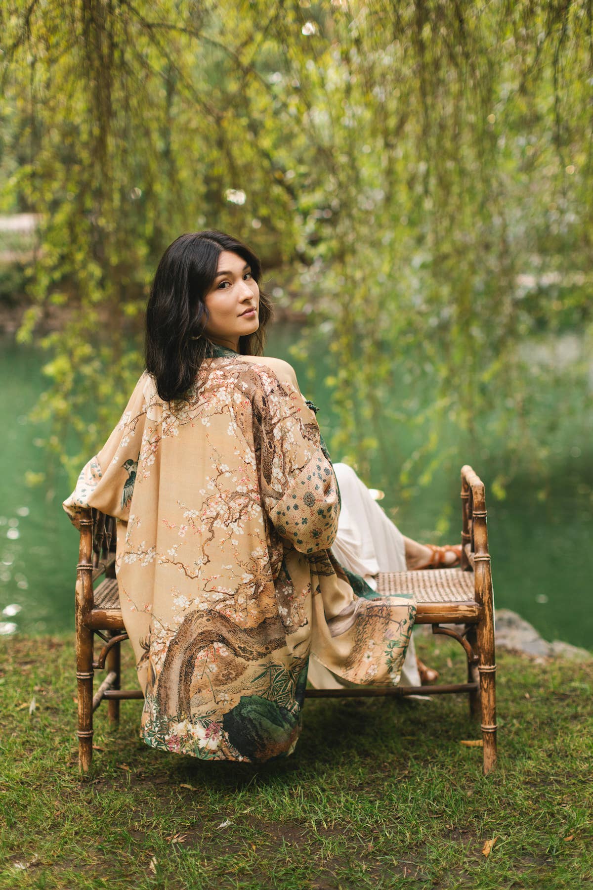 Fable Matinée Duster Kimono w/ Deer and Moon
