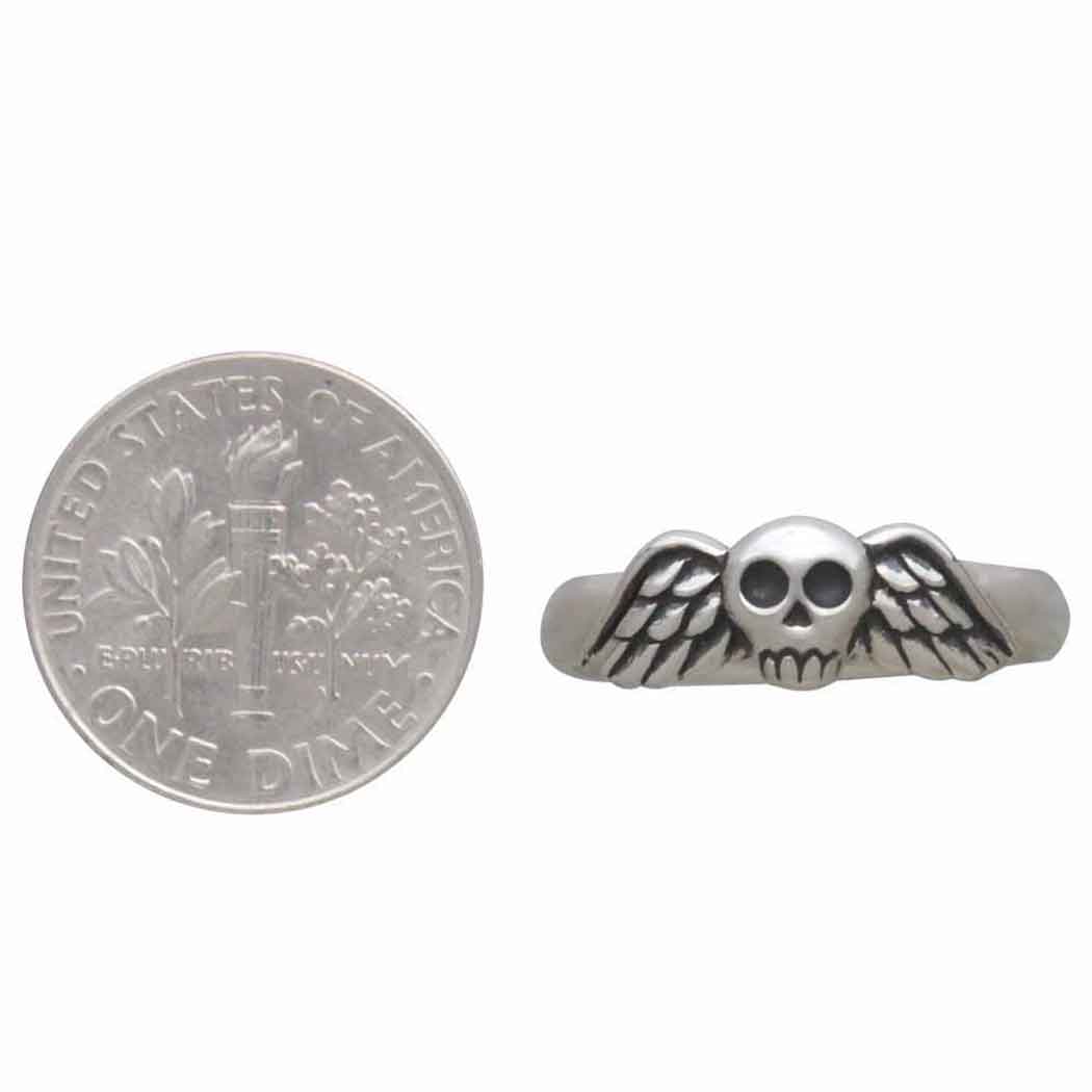 Sterling Silver Death’s Head Winged Skull Ring