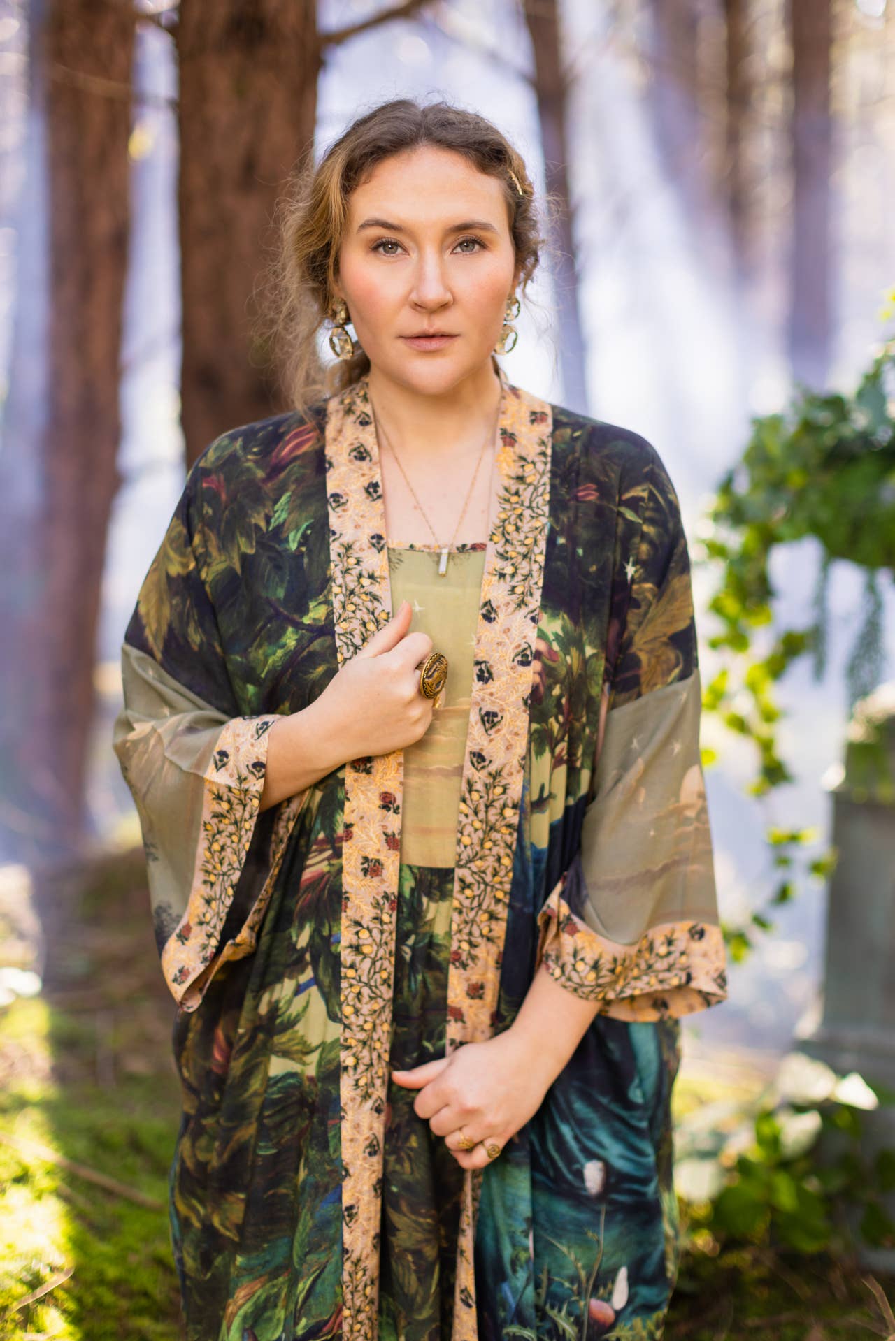 Bella Notte Kimono Robe w/ Rabbit and Moon