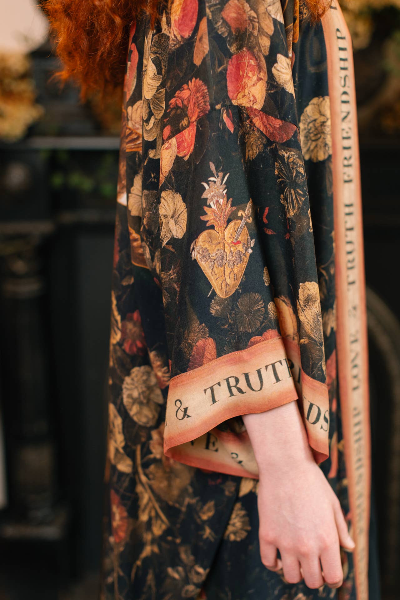 Heart of Gold Opera Duster Kimono Robe w/ Sacred Heart