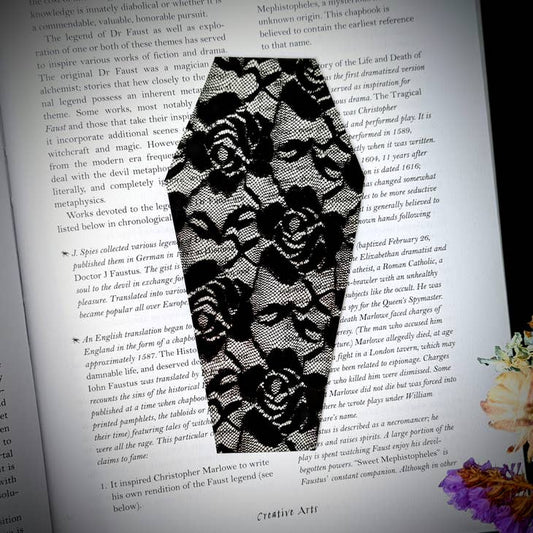 Black Lace Coffin Bookmark