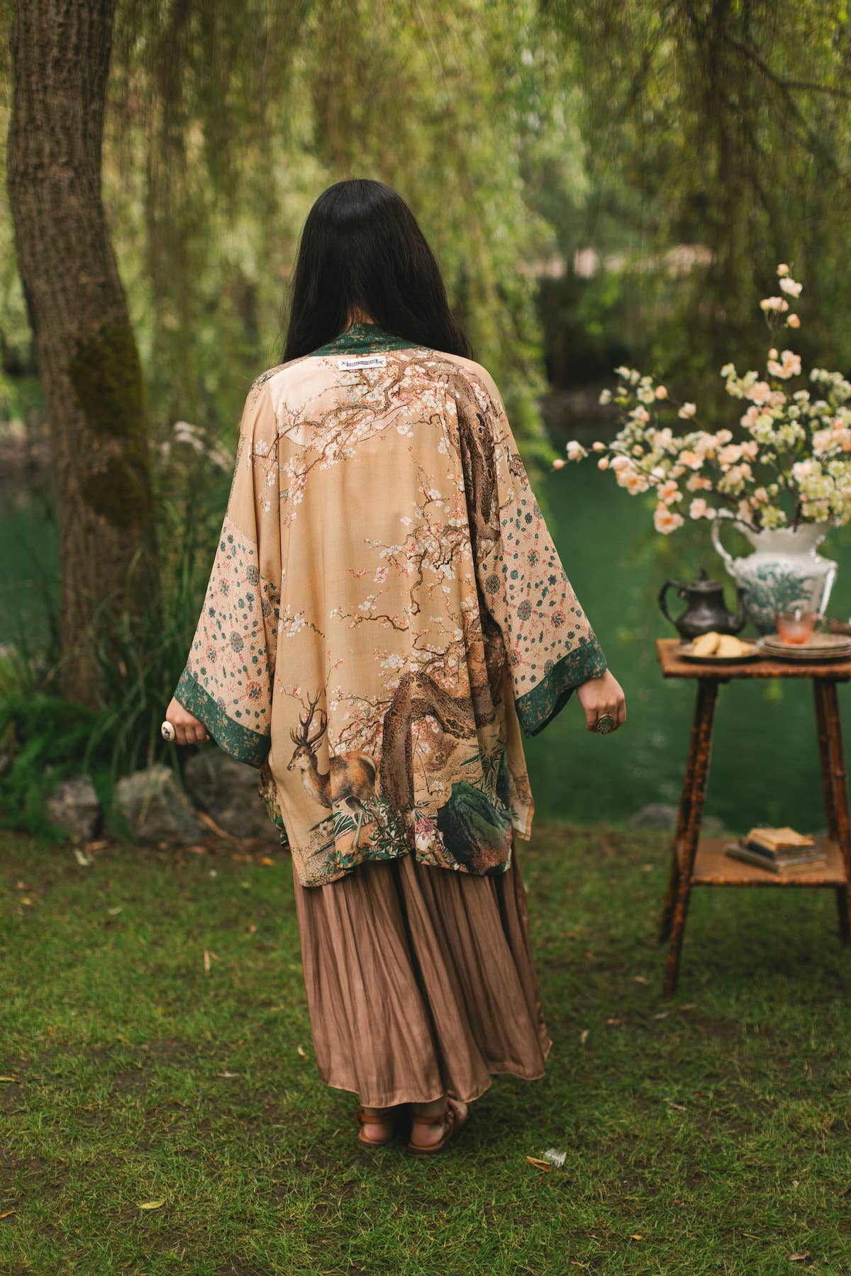 Fable Matinée Duster Kimono w/ Deer and Moon