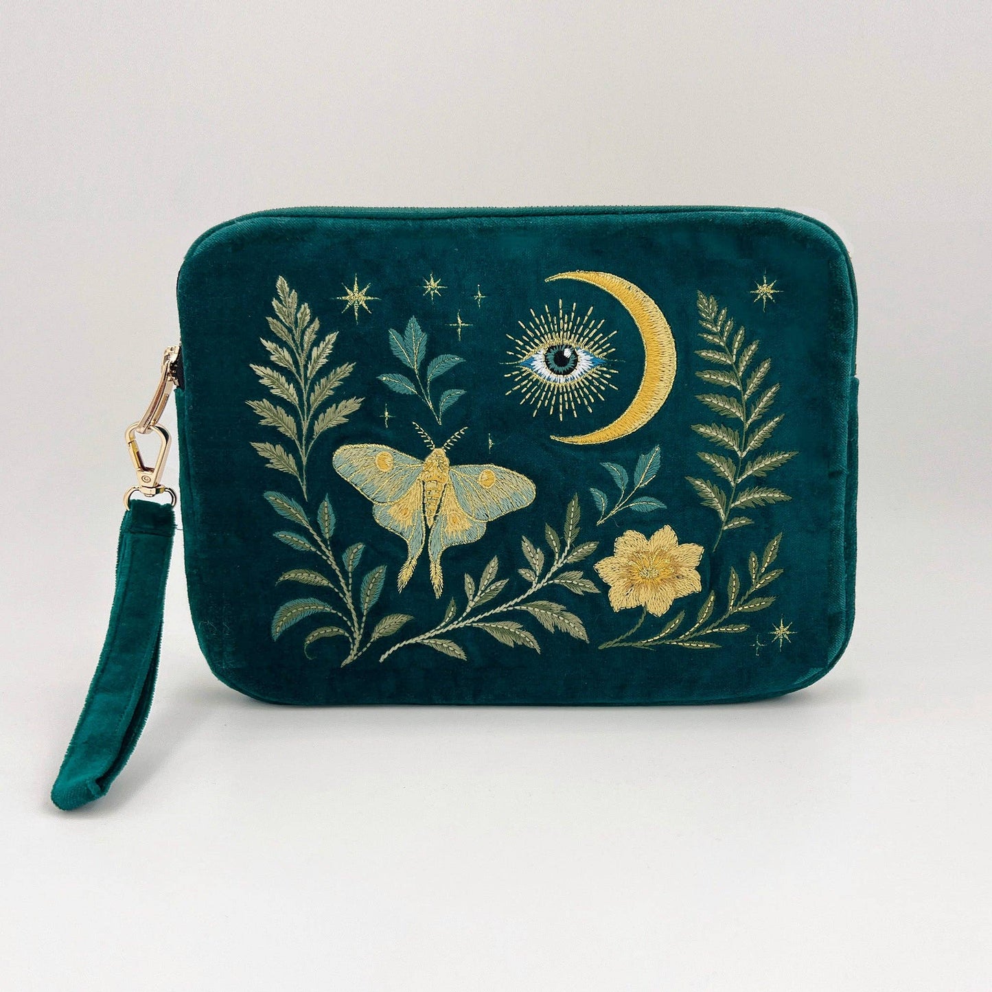 Moth and Moon - Intuition Embroidered Velvet Everything Pouch