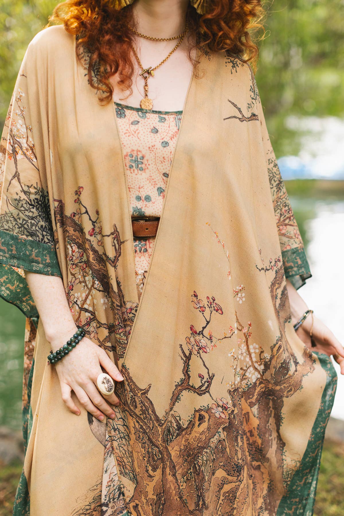 Fable Bohemian Goddess Starduster Kimono with Deer and Moon