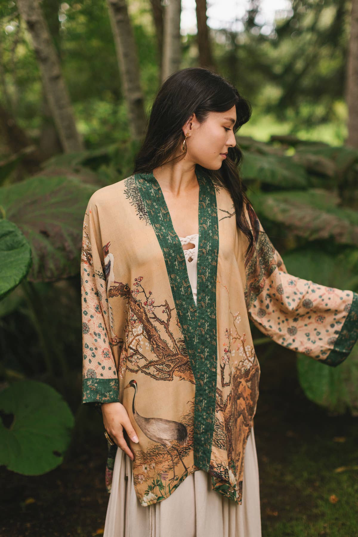 Fable Matinée Duster Kimono w/ Deer and Moon
